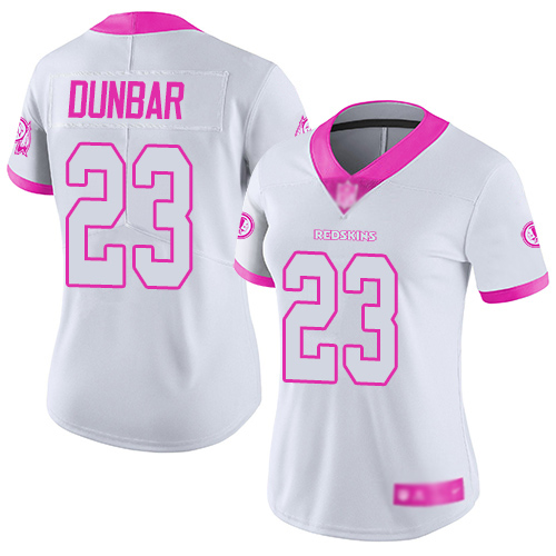 Washington Redskins Limited White Pink Women Quinton Dunbar Jersey NFL Football #23 Rush Fashion->women nfl jersey->Women Jersey